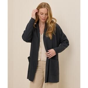 Pact Airplane Open Front Wrap Cardigan Black Womens Size XS/S